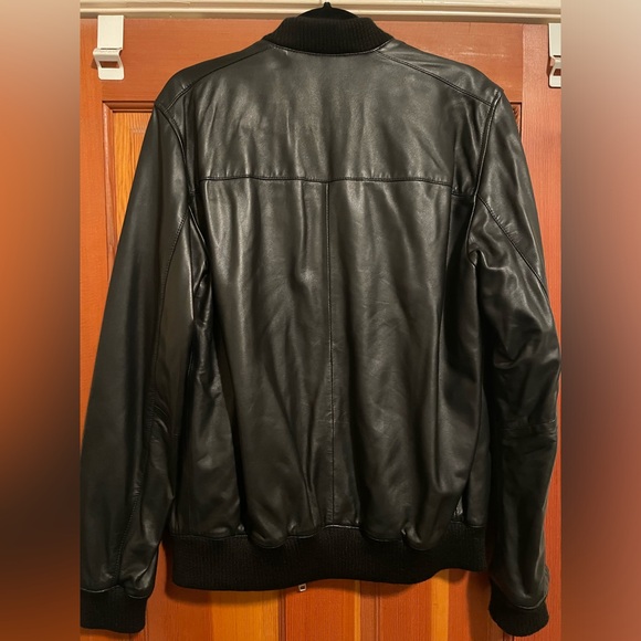DSTLD Men’s Leather Bomber Jacket Black Medium - Picture 2 of 4
